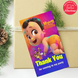 Mighty Little Bheem Thank You Tag Customizable Template To Print At Home Instant Download