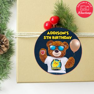 Build A Bear Circle Sticker Template Customizable to Print at Home Instant Download