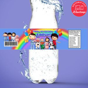 Little Baby Bum Birthday Water Bottle Label Template to Print at Home Instant Download
