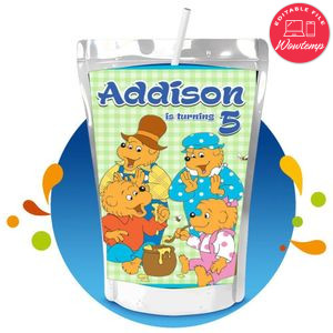 Berenstain Bears Capri Sun Birthday Labels Digital File Printable Instant Download