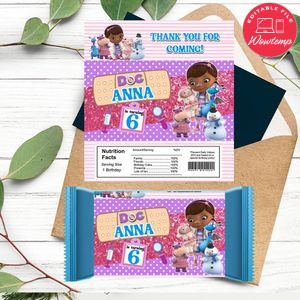 Doc McStuffins Candy bar Label Customizable Template Instant Download