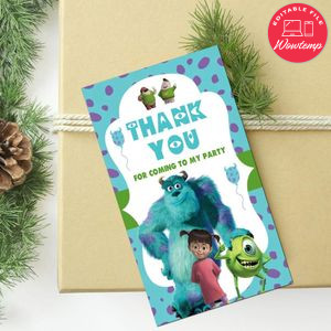 Monster Inc Thank You Tag Customizable Template To Print At Home Instant Download