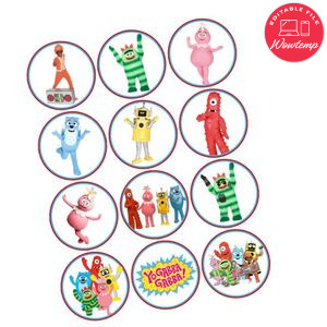 Yo Gabba Gabba Cupcake Toppers Template Printable Instant Download