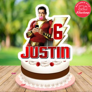 Shazam Birthday Cake Topper Template Printable Instant Download