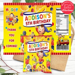 Noddy Birthday Party Fruit Snack Bag Digital File Printable Instant Download