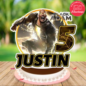 Black Adam Birthday Cake Topper Template Printable Instant Download