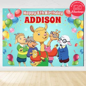 Llama Llama Birthday Backdrop Digital File Template Instant Download