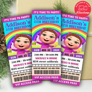 Baby Joy Joy Ticket Invitation Customizable Template Instant Download