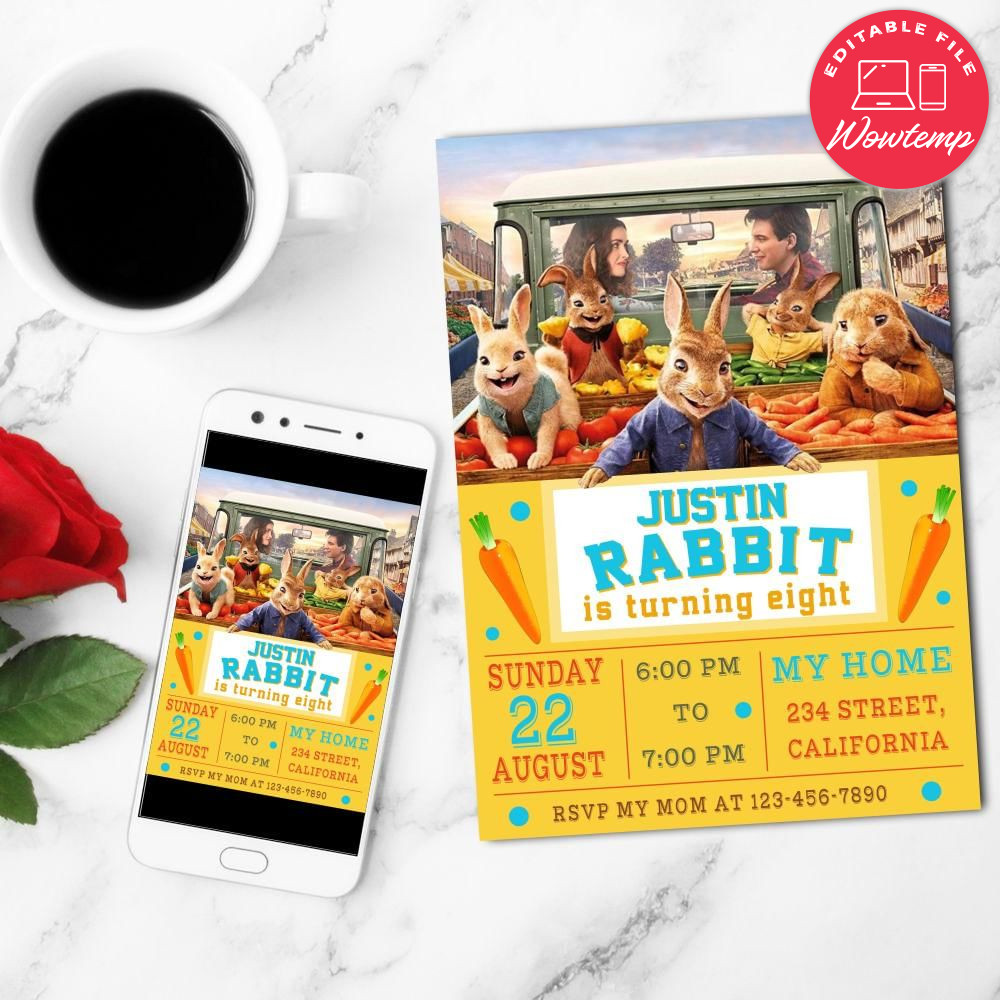 Peter Rabbit 2 Invitation Customizable Template DIY | Wowtemp