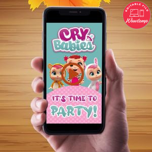 Cry Babies Birthday Video Invitation Digital Template Customizable Instant Download