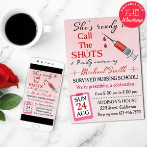 She's Calling The Shots Rn Mobile Invite Customizable Template Instant Download