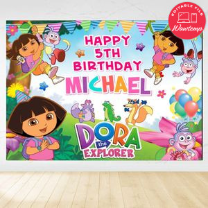 Dora the explorer Birthday Backdrop Digital File Template Instant Download