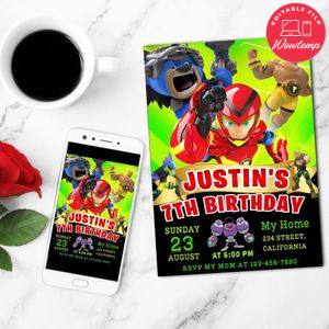 Power players Birthday Invitation Customizable Template to Print at Home Instant Download