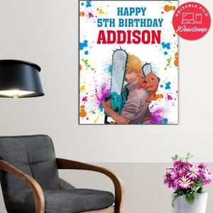 Chainsaw Birthday Poster Digital File Printable Instant Download