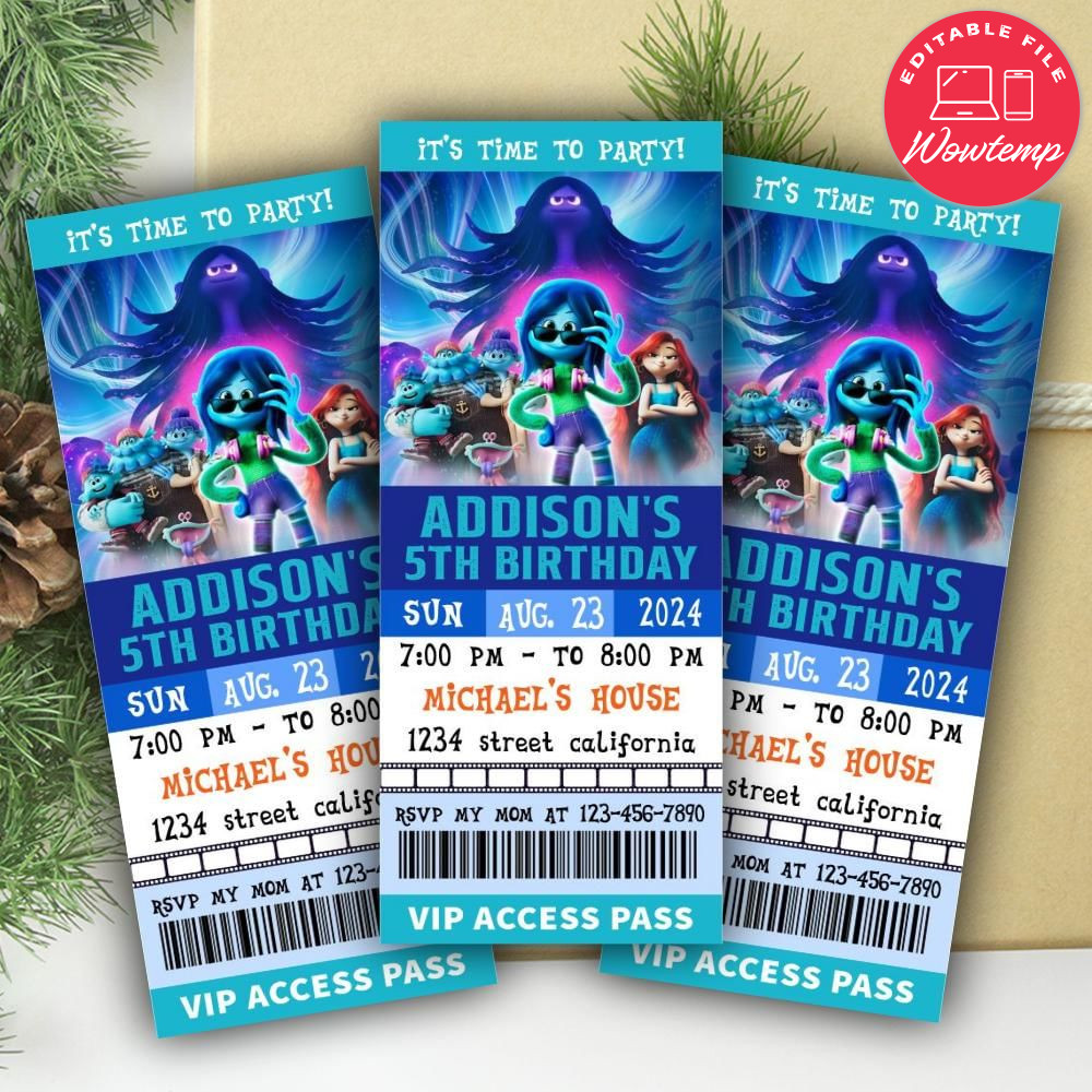 Teenage Kraken Ticket Invitation Customizable Template | Wowtemp