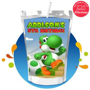 Yoshi Capri Sun Birthday Labels Digital File Printable Instant Download