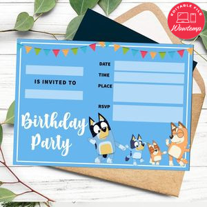 Bluey fill in blank Invitation Customizable Template to Print at Home Instant Download