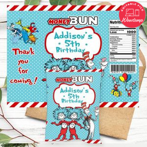 Dr. Seuss Honeybun Snack Bag Digital File Printable Instant Download