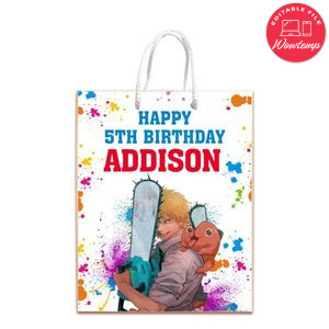 Chainsaw Gift Bag Label Template Printable Instant Download