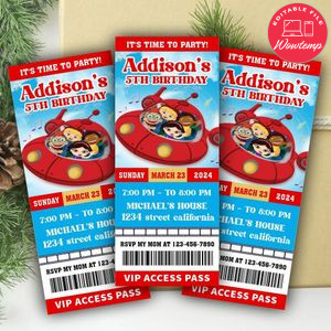 Little Einstein Ticket Invitation Customizable Template Instant Download