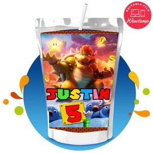Bowser Capri Sun Birthday Label Digital File Printable Instant Download