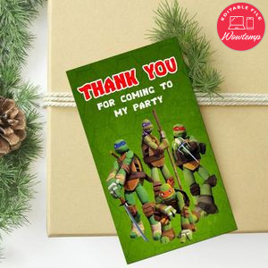 Ninja Turtle Thank You Tag Customizable Template To Print At Home Instant Download
