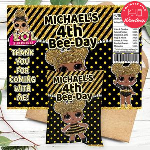 Lol Queen Bee Birthday Chip Bag Digital File Printable Instant Download