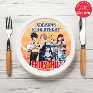 Fairy Tail Birthday Plate Template Customizable To Print At Home Instant Download