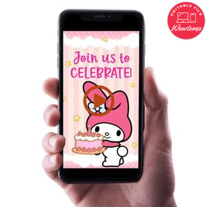 Melody Birthday Video Invitation Digital Template Customizable Instant Download