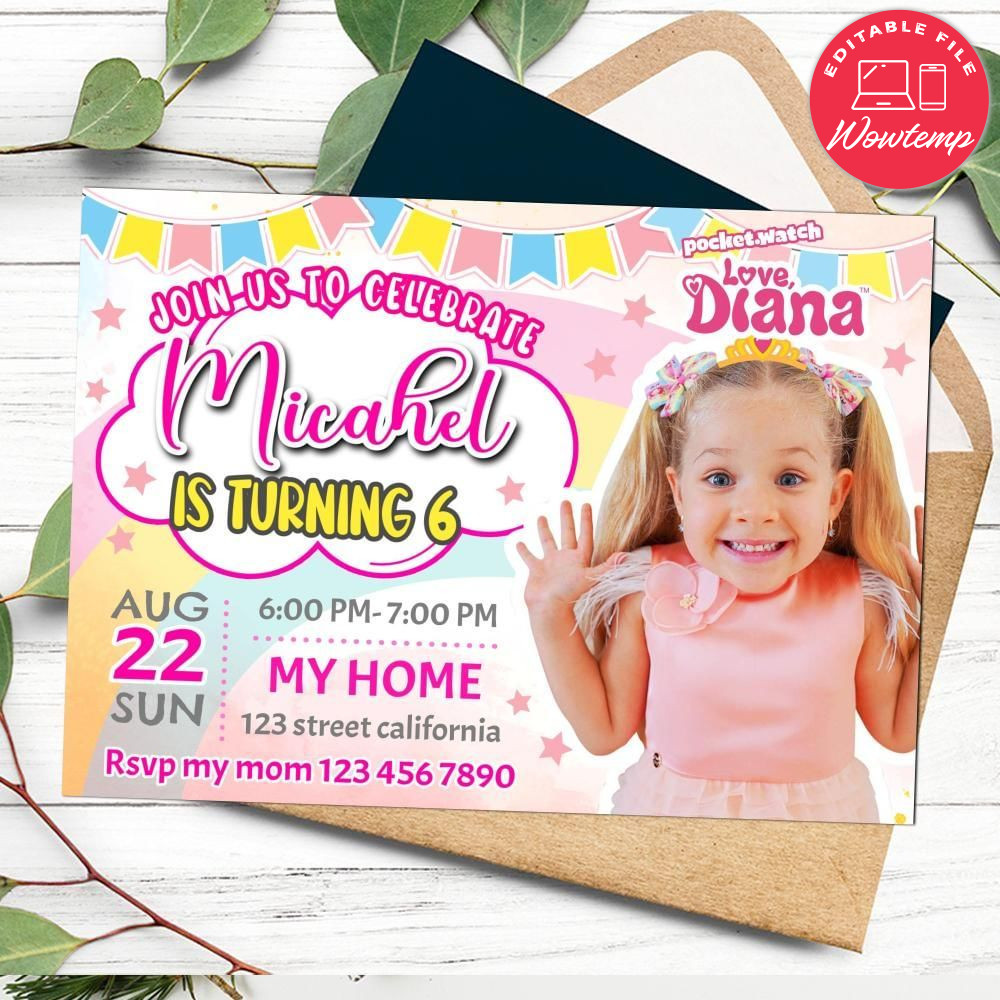 Like Nastya Birthday Flyer Customizable Template to Print at Home Instant Download