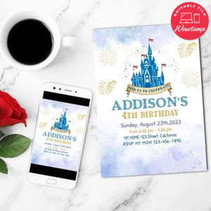 Magic Kingdom Mobile Invite Customizable Template Instant Download