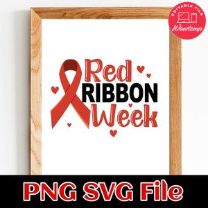 Red ribbon week PNG file template