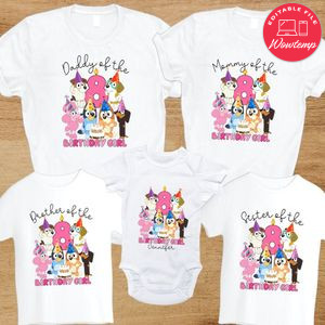 Bluey Birthday Girl Family Party T-Shirt