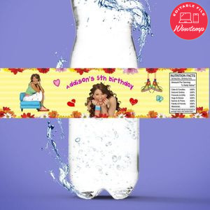 Floricienta  Bottle Label Birthday Water Bottle Label Template to Print at Home Instant Download