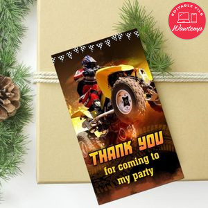 Atv Thank You Tag Customizable Template To Print At Home Instant Download
