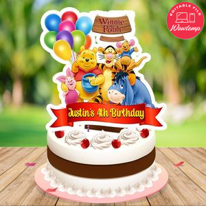 Winnie the Pooh Cake Topper Template Printable Instant Download