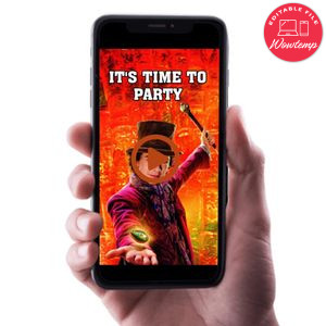 Wonka Birthday Video Invitation Digital Template Customizable Instant Download