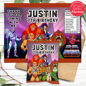 He-man Birthday Chip Bag Digital File Printable Instant Download