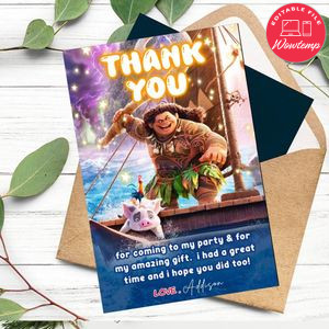 Maui Thank You Card Customizable Template To Print At Home Instant Download