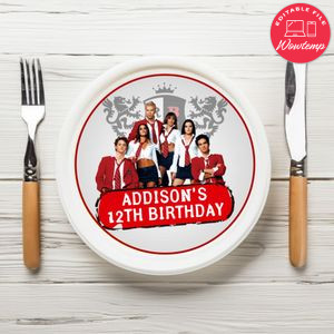 Rebelde Way Birthday Plate Template Customizable To Print At Home Instant Download