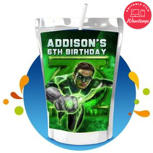 Green lantern Capri Sun Birthday Labels Digital File Printable Instant Download