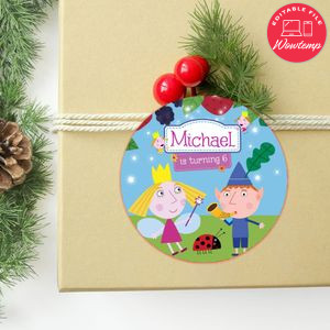 Ben And Holly's Little Kingdom Circle Sticker Template Customizable to Print at Home Instant Download