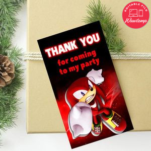 Knuckles Thank You Tag Customizable Template To Print At Home Instant Download