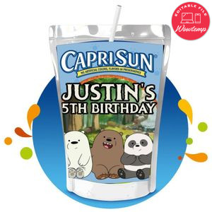We Bare Bears Capri Sun Birthday Labels Digital File Printable Instant Download