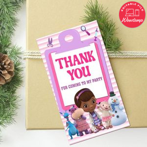 Doc Mcstuffins Thank You Tag Customizable Template To Print At Home Instant Download