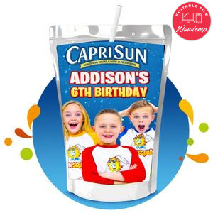 Funsquad Capri Sun Birthday Labels Digital File Printable Instant Download