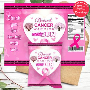 Breast Cancer Birthday Honey Buns Snack Bag Label Customizable Instant Download