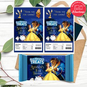 Beauty And Beast Rice Krispies Treats Template Printable Instant Download
