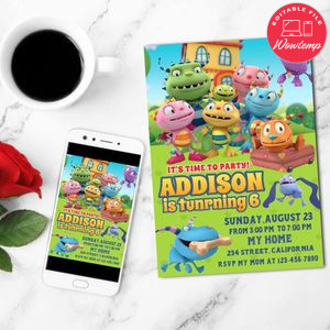 Henry Hugglemonster Mobile Invite Customizable Template Instant Download