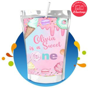 Girl Sweets and Candy Capri Sun Birthday Label Digital File Printable Instant Download